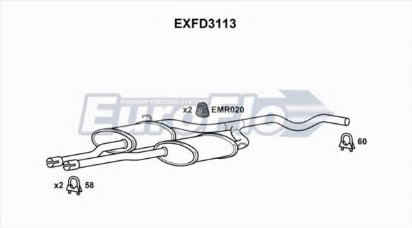 EuroFlo EXFD3113 Средний глушитель выхлопных газов 