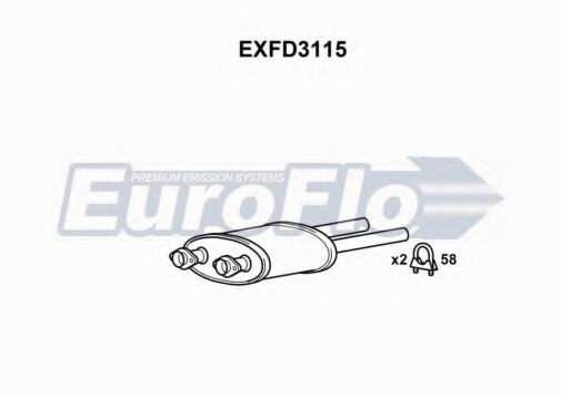 EuroFlo EXFD3115 Средний глушитель выхлопных газов 