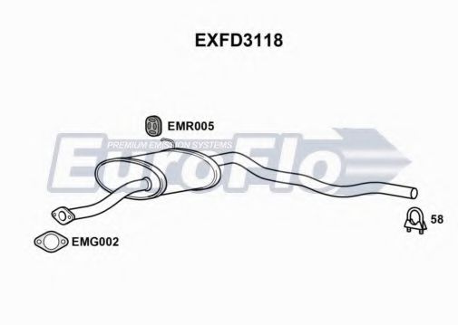 EuroFlo EXFD3118 Средний глушитель выхлопных газов 
