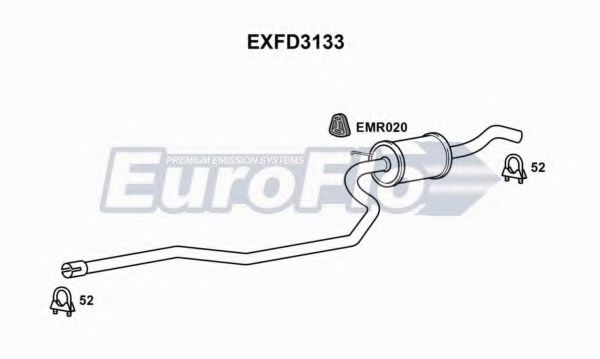 EuroFlo EXFD3133 Средний глушитель выхлопных газов 