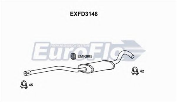 EuroFlo EXFD3148 Средний глушитель выхлопных газов 