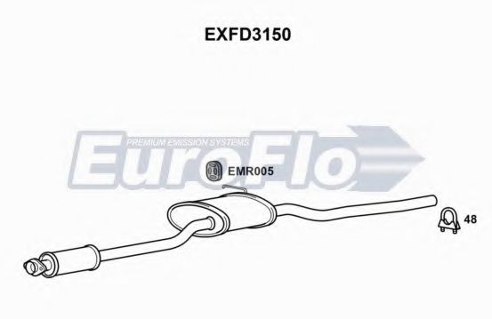 EuroFlo EXFD3150 Средний глушитель выхлопных газов 