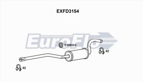 EuroFlo EXFD3154 Средний глушитель выхлопных газов 