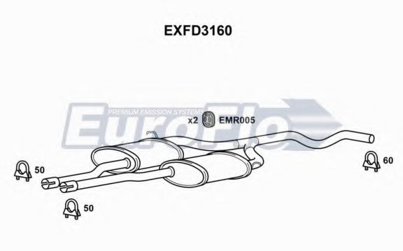 EuroFlo EXFD3160 Средний глушитель выхлопных газов 