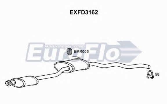 EuroFlo EXFD3162 Средний глушитель выхлопных газов 