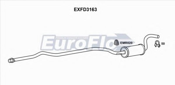 EuroFlo EXFD3163 Средний глушитель выхлопных газов 