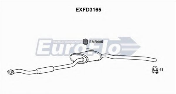 EuroFlo EXFD3165 Средний глушитель выхлопных газов 