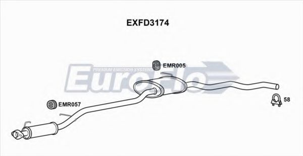 EuroFlo EXFD3174 Средний глушитель выхлопных газов 