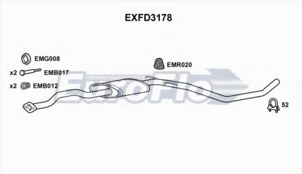 EuroFlo EXFD3178 Средний глушитель выхлопных газов 