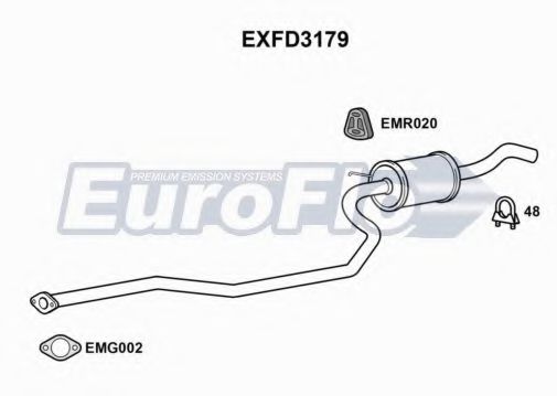 EuroFlo EXFD3179 Средний глушитель выхлопных газов 