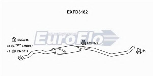 EuroFlo EXFD3182 Средний глушитель выхлопных газов 
