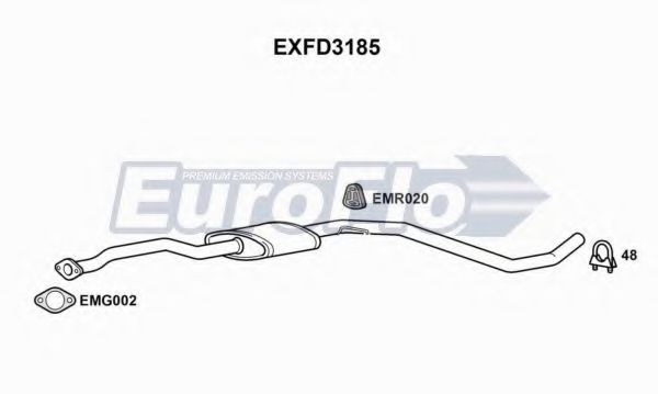 EuroFlo EXFD3185 Средний глушитель выхлопных газов 