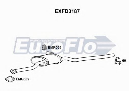 EuroFlo EXFD3187 Средний глушитель выхлопных газов 
