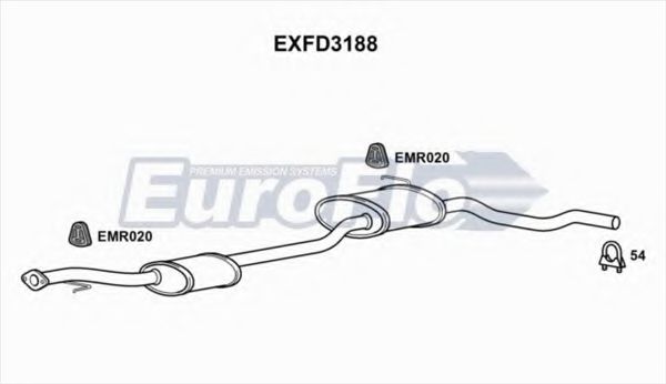 EuroFlo EXFD3188 Средний глушитель выхлопных газов 