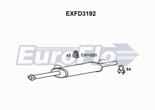 EuroFlo EXFD3192 Средний глушитель выхлопных газов 