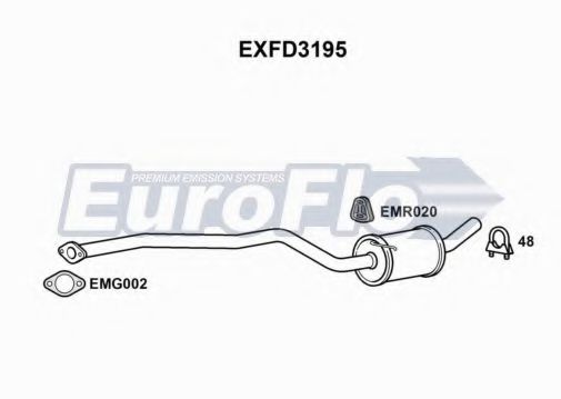 EuroFlo EXFD3195 Средний глушитель выхлопных газов для FORD FIESTA (Форд Фиэста) EuroFlo EXFD3195 Средний глушитель выхлопных газов для FORD FIESTA (Форд Фиэста)