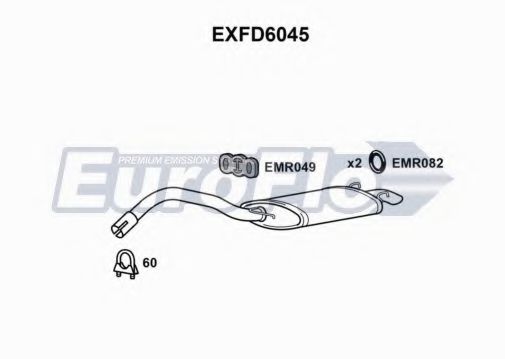 EuroFlo EXFD6045 Глушитель выхлопных газов конечный 