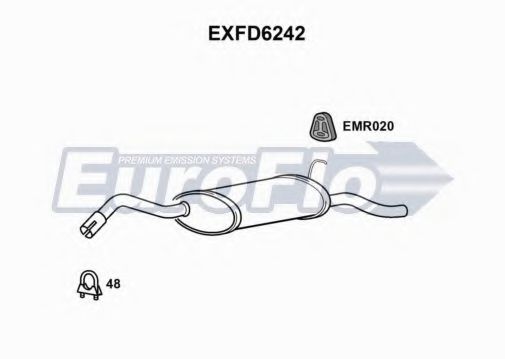 EuroFlo EXFD6242 Глушитель выхлопных газов конечный для FORD FIESTA (Форд Фиэста) EuroFlo EXFD6242 Глушитель выхлопных газов конечный для FORD FIESTA (Форд Фиэста)