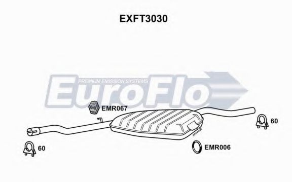 EuroFlo EXFT3030 Средний глушитель выхлопных газов для FIAT TEMPRA (Фиат Тэмпра) EuroFlo EXFT3030 Средний глушитель выхлопных газов для FIAT TEMPRA (Фиат Тэмпра)