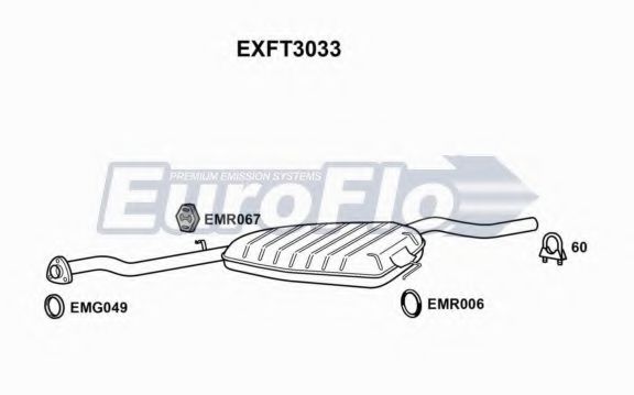 EuroFlo EXFT3033 Средний глушитель выхлопных газов для FIAT TEMPRA (Фиат Тэмпра) EuroFlo EXFT3033 Средний глушитель выхлопных газов для FIAT TEMPRA (Фиат Тэмпра)