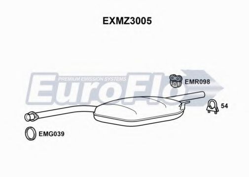 EuroFlo EXMZ3005 Средний глушитель выхлопных газов для MERCEDESBENZ (Мерседес бенц) EuroFlo EXMZ3005 Средний глушитель выхлопных газов для MERCEDESBENZ (Мерседес бенц)