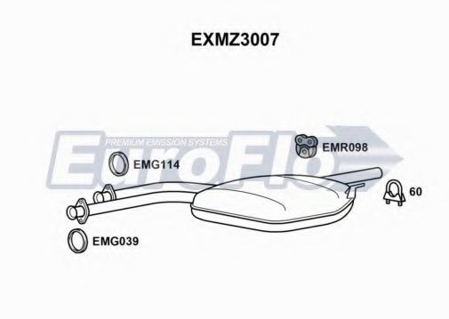 EuroFlo EXMZ3007 Средний глушитель выхлопных газов для MERCEDESBENZ (Мерседес бенц) EuroFlo EXMZ3007 Средний глушитель выхлопных газов для MERCEDESBENZ (Мерседес бенц)