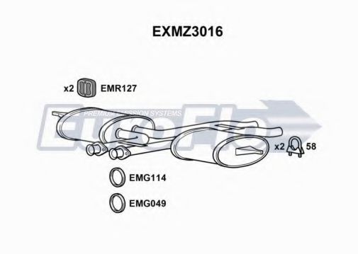 EuroFlo EXMZ3016 Средний глушитель выхлопных газов для MERCEDESBENZ (Мерседес бенц) EuroFlo EXMZ3016 Средний глушитель выхлопных газов для MERCEDESBENZ (Мерседес бенц)