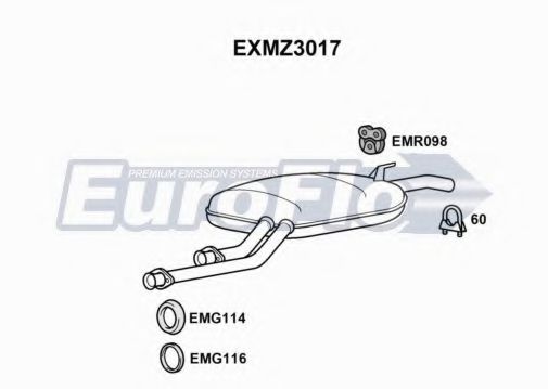 EuroFlo EXMZ3017 Средний глушитель выхлопных газов для MERCEDESBENZ (Мерседес бенц) EuroFlo EXMZ3017 Средний глушитель выхлопных газов для MERCEDESBENZ (Мерседес бенц)