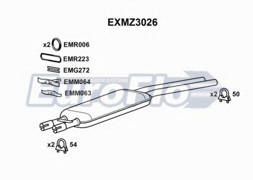 EuroFlo EXMZ3026 Средний глушитель выхлопных газов для MERCEDESBENZ (Мерседес бенц) EuroFlo EXMZ3026 Средний глушитель выхлопных газов для MERCEDESBENZ (Мерседес бенц)
