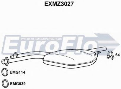 EuroFlo EXMZ3027 Средний глушитель выхлопных газов для MERCEDESBENZ (Мерседес бенц) EuroFlo EXMZ3027 Средний глушитель выхлопных газов для MERCEDESBENZ (Мерседес бенц)