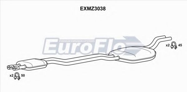 EuroFlo EXMZ3038 Средний глушитель выхлопных газов для MERCEDESBENZ (Мерседес бенц) EuroFlo EXMZ3038 Средний глушитель выхлопных газов для MERCEDESBENZ (Мерседес бенц)