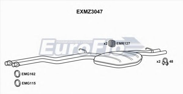 EuroFlo EXMZ3047 Средний глушитель выхлопных газов для MERCEDESBENZ (Мерседес бенц) EuroFlo EXMZ3047 Средний глушитель выхлопных газов для MERCEDESBENZ (Мерседес бенц)