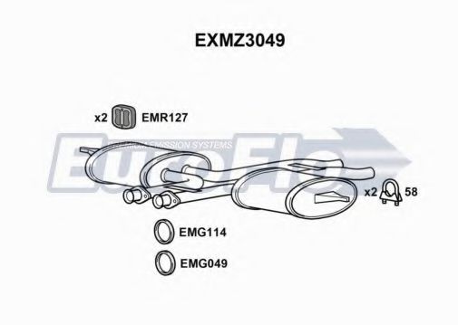 EuroFlo EXMZ3049 Средний глушитель выхлопных газов для MERCEDESBENZ (Мерседес бенц) EuroFlo EXMZ3049 Средний глушитель выхлопных газов для MERCEDESBENZ (Мерседес бенц)