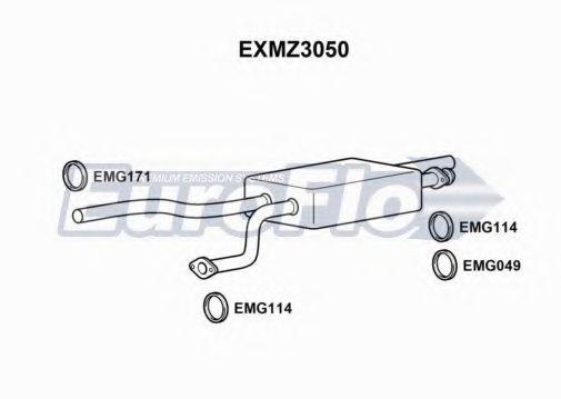 EuroFlo EXMZ3050 Средний глушитель выхлопных газов для MERCEDESBENZ (Мерседес бенц) EuroFlo EXMZ3050 Средний глушитель выхлопных газов для MERCEDESBENZ (Мерседес бенц)