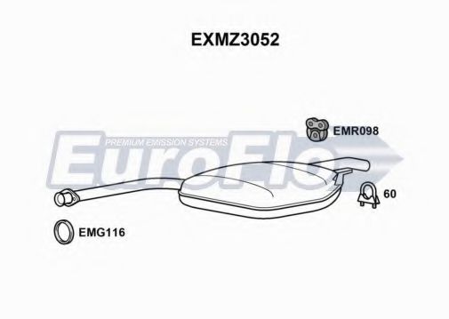 EuroFlo EXMZ3052 Средний глушитель выхлопных газов для MERCEDESBENZ (Мерседес бенц) EuroFlo EXMZ3052 Средний глушитель выхлопных газов для MERCEDESBENZ (Мерседес бенц)