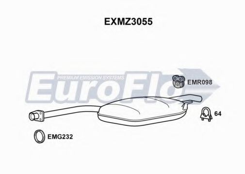 EuroFlo EXMZ3055 Средний глушитель выхлопных газов для MERCEDESBENZ (Мерседес бенц) EuroFlo EXMZ3055 Средний глушитель выхлопных газов для MERCEDESBENZ (Мерседес бенц)