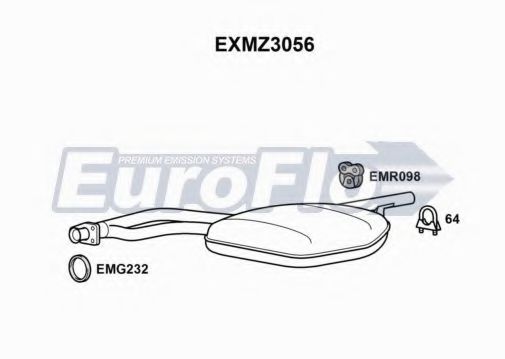 EuroFlo EXMZ3056 Средний глушитель выхлопных газов для MERCEDESBENZ (Мерседес бенц) EuroFlo EXMZ3056 Средний глушитель выхлопных газов для MERCEDESBENZ (Мерседес бенц)