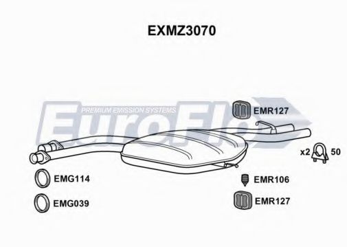 EuroFlo EXMZ3070 Средний глушитель выхлопных газов для MERCEDESBENZ (Мерседес бенц) EuroFlo EXMZ3070 Средний глушитель выхлопных газов для MERCEDESBENZ (Мерседес бенц)