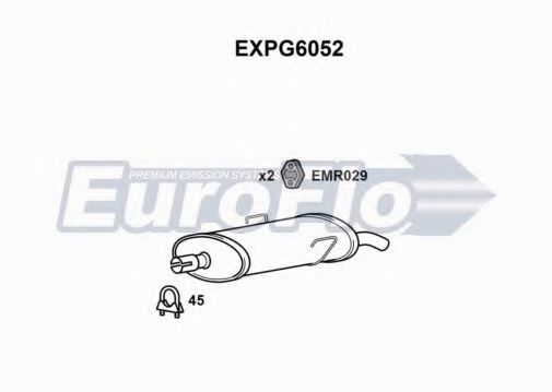 EuroFlo EXPG6052 Глушитель выхлопных газов конечный для PEUGEOT 205 I (Пежо 205 и) EuroFlo EXPG6052 Глушитель выхлопных газов конечный для PEUGEOT 205 I (Пежо 205 и)