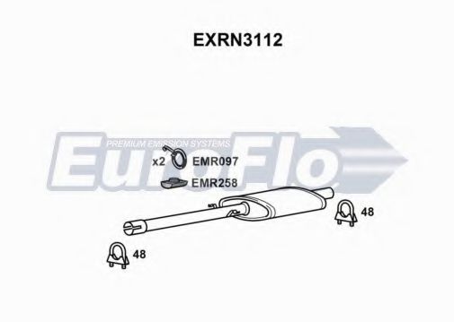 EuroFlo EXRN3112 Средний глушитель выхлопных газов для RENAULT FUEGO (Рено Фуэго) EuroFlo EXRN3112 Средний глушитель выхлопных газов для RENAULT FUEGO (Рено Фуэго)