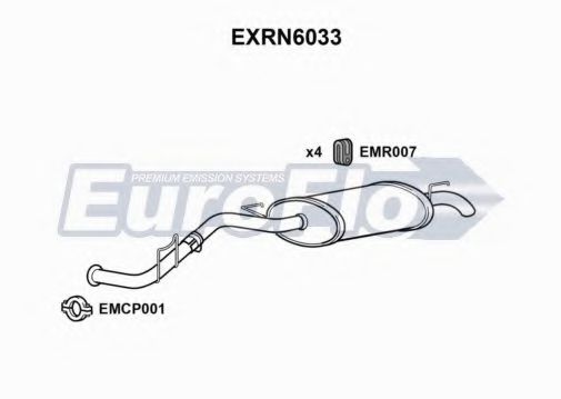 EuroFlo EXRN6033 Глушитель выхлопных газов конечный для RENAULT CLIO I (Рено Cлио и) EuroFlo EXRN6033 Глушитель выхлопных газов конечный для RENAULT CLIO I (Рено Cлио и)