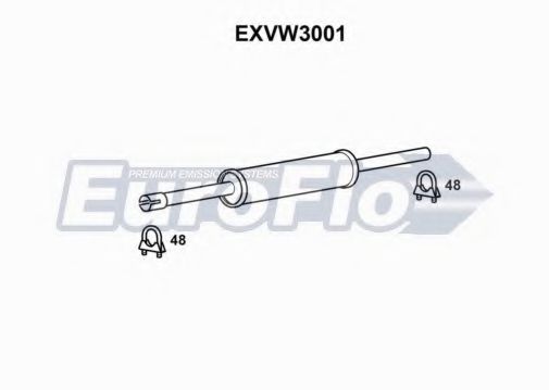 EuroFlo EXVW3001 Средний глушитель выхлопных газов для VOLKSWAGEN GOLF III (Фольксваген Гольф 3) EuroFlo EXVW3001 Средний глушитель выхлопных газов для VOLKSWAGEN GOLF III (Фольксваген Гольф 3)