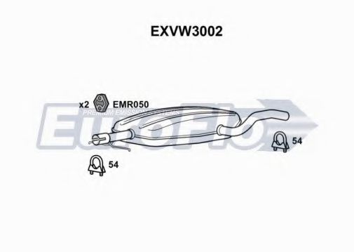 EuroFlo EXVW3002 Средний глушитель выхлопных газов для VOLKSWAGEN GOLF III (Фольксваген Гольф 3) EuroFlo EXVW3002 Средний глушитель выхлопных газов для VOLKSWAGEN GOLF III (Фольксваген Гольф 3)
