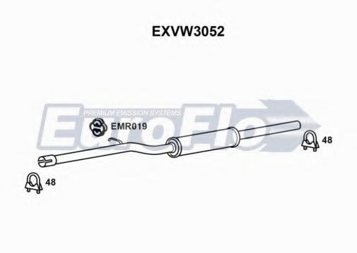 EuroFlo EXVW3052 Средний глушитель выхлопных газов для VOLKSWAGEN JETTA (Фольксваген Жэтта) EuroFlo EXVW3052 Средний глушитель выхлопных газов для VOLKSWAGEN JETTA (Фольксваген Жэтта)