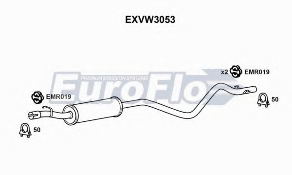 EuroFlo EXVW3053 Средний глушитель выхлопных газов для VOLKSWAGEN JETTA (Фольксваген Жэтта) EuroFlo EXVW3053 Средний глушитель выхлопных газов для VOLKSWAGEN JETTA (Фольксваген Жэтта)