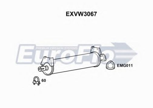 EuroFlo EXVW3067 Средний глушитель выхлопных газов для VOLKSWAGEN T3 CARAVELLE (Фольксваген Т3 cараvэллэ) EuroFlo EXVW3067 Средний глушитель выхлопных газов для VOLKSWAGEN T3 CARAVELLE (Фольксваген Т3 cараvэллэ)