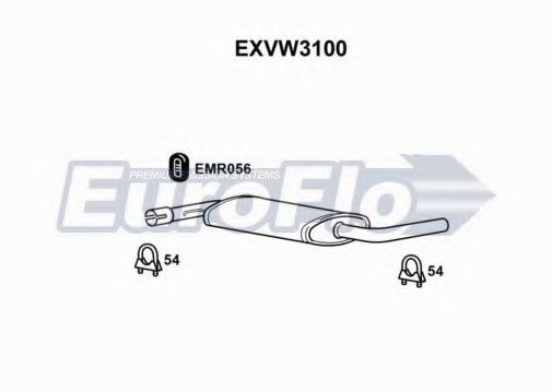 EuroFlo EXVW3100 Средний глушитель выхлопных газов для VOLKSWAGEN T4 MULTIVAN (Фольксваген Т4 мултиvан) EuroFlo EXVW3100 Средний глушитель выхлопных газов для VOLKSWAGEN T4 MULTIVAN (Фольксваген Т4 мултиvан)