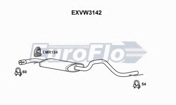 EuroFlo EXVW3142 Средний глушитель выхлопных газов для VOLKSWAGEN T4 MULTIVAN (Фольксваген Т4 мултиvан) EuroFlo EXVW3142 Средний глушитель выхлопных газов для VOLKSWAGEN T4 MULTIVAN (Фольксваген Т4 мултиvан)