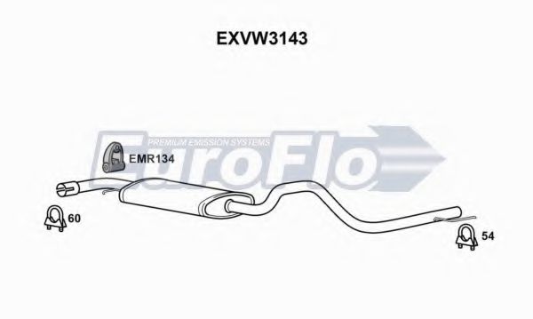 EuroFlo EXVW3143 Средний глушитель выхлопных газов для VOLKSWAGEN T4 MULTIVAN (Фольксваген Т4 мултиvан) EuroFlo EXVW3143 Средний глушитель выхлопных газов для VOLKSWAGEN T4 MULTIVAN (Фольксваген Т4 мултиvан)