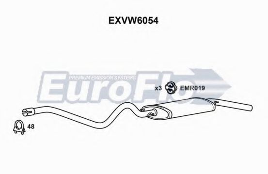 EuroFlo EXVW6054 Глушитель выхлопных газов конечный для VOLKSWAGEN GOLF (Фольксваген Голф) EuroFlo EXVW6054 Глушитель выхлопных газов конечный для VOLKSWAGEN GOLF (Фольксваген Голф)